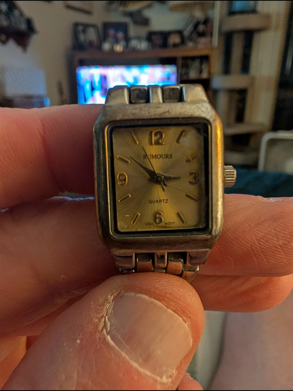 Rumours Square Face With U.S.A. Quartz Watch in Silver with Gold Dial New Batter